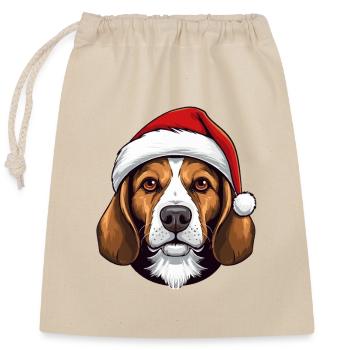 Beagle Hund Kopf Weihnachten Portät - Verschließbarer Geschenkbeutel aus Baumwolle (25x30cm) - Natur - Vorne