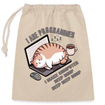 Je suis programmeur, gros chat endormi - Sac cadeau en coton avec cordon (25 x 30 cm) - nature - Devant
