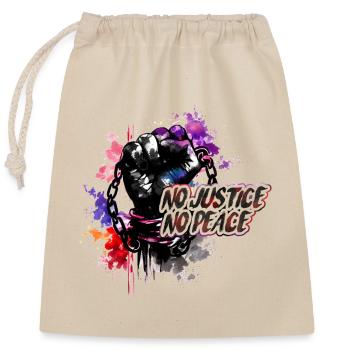 No Justice No Peace - Black History Month African - Closable cotton gift bag (25x30cm) - nature - Front