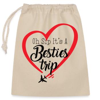Week-end entre filles Oh Sip C’est un voyage de meilleures amies - Sac cadeau en coton avec cordon (25 x 30 cm) - nature - Devant