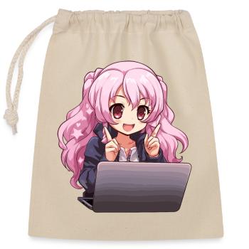 Kawaii Girl Anime et amateur d’anime de jeux vidéo - Sac cadeau en coton avec cordon (25 x 30 cm) - nature - Devant