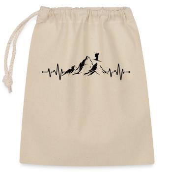 Battements de cœur de ski - Sac cadeau en coton avec cordon (25 x 30 cm) - nature - Devant