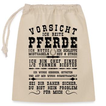 Abstraktes Geometrie Muster für Pferdefreunde - Verschließbarer Geschenkbeutel aus Baumwolle (25x30cm) - Natur - Vorne