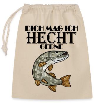 Hecht - Verschließbarer Geschenkbeutel aus Baumwolle (25x30cm) - Natur - Vorne