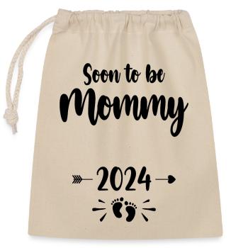 Mommy Soon To Be Mom 2024 Mother Pregnant Kids Mot - Closable cotton gift bag (25x30cm) - nature - Front
