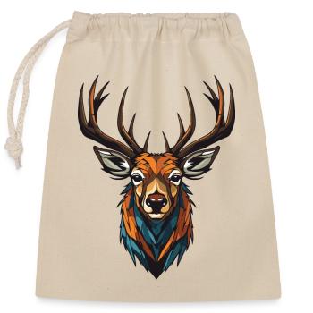 Deer Head - Closable cotton gift bag (25x30cm) - nature - Front