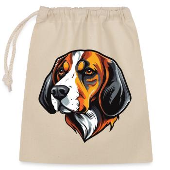Tête de chien Beagle - Sac cadeau en coton avec cordon (25 x 30 cm) - nature - Devant