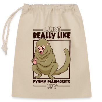J’adore les ouistitis pygmées - ouistitis pygmées - Sac cadeau en coton avec cordon (25 x 30 cm) - nature - Devant