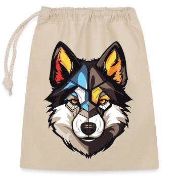 Akita Dog Head - Closable cotton gift bag (25x30cm) - nature - Front