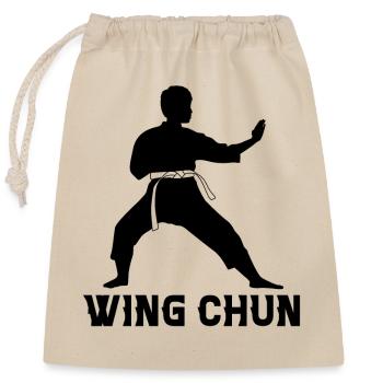 Wing Chun - Closable cotton gift bag (25x30cm) - nature - Front