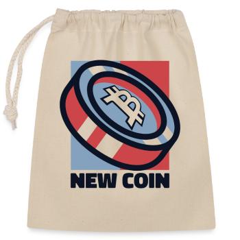 New Coin Kryptowährung Blockchain Crypto Bitcoin - Verschließbarer Geschenkbeutel aus Baumwolle (25x30cm) - Natur - Vorne