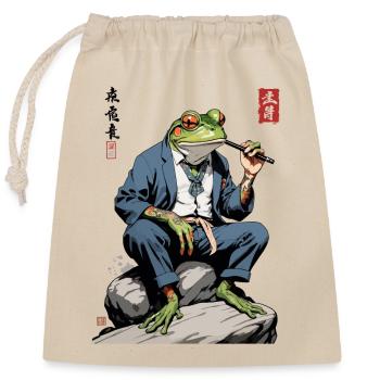 Elégante Yokai Frog Japan Streetwear - Sac cadeau en coton avec cordon (25 x 30 cm) - nature - Devant