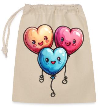 Ballon Herzen auch für Kinder und Geburtstage - Verschließbarer Geschenkbeutel aus Baumwolle (25x30cm) - Natur - Vorne