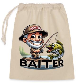 Master Baiter: The Ultimate Fun Fishing Tee - Closable cotton gift bag (25x30cm) - nature - Front