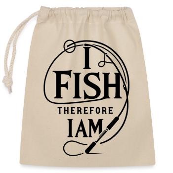Philosophischer Angler Minimalistisches Angelrutendesign - Verschließbarer Geschenkbeutel aus Baumwolle (25x30cm) - Natur - Vorne