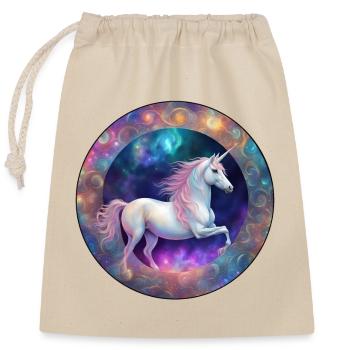 Cercle de licorne galactique - Sac cadeau en coton avec cordon (25 x 30 cm) - nature - Devant