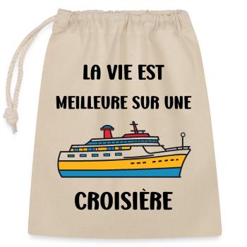 La vie est meilleure sur une Croisière - Sac cadeau en coton avec cordon (25 x 30 cm) - nature - Devant