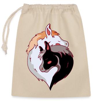 Horses, Horse, Horse, Pony, Mare, Foal, Rider, Ross - Closable cotton gift bag (25x30cm) - nature - Front