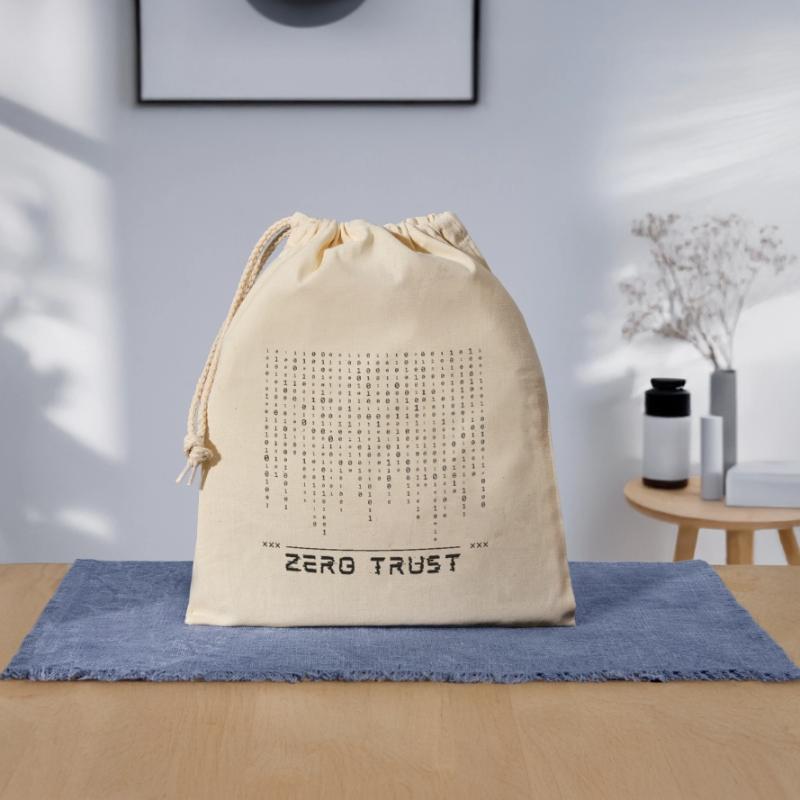 Zero Trust Binary Code Closable cotton gift bag (25x30cm)