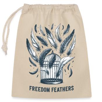 Freedom Feathers: Soaring to Liberation - Closable cotton gift bag (25x30cm) - nature - Front