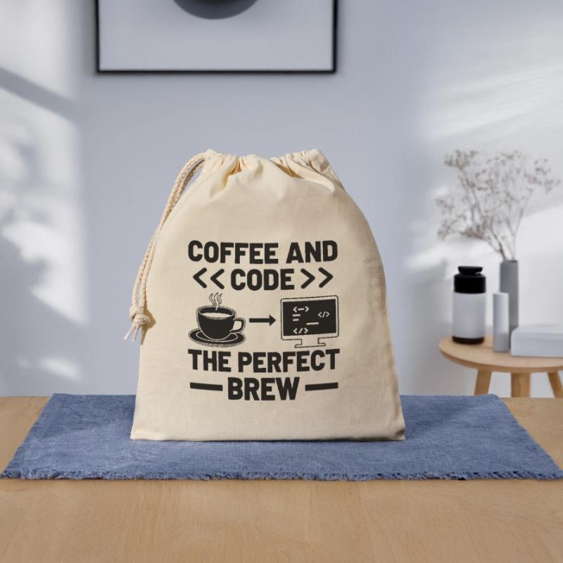Café Codage Programmeur Codeur Développeur Nerd Coff Sac cadeau en coton avec cordon (25 x 30 cm)