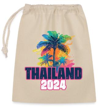 Thaïlande 2024 Vacances Palm Blob - Sac cadeau en coton avec cordon (25 x 30 cm) - nature - Devant