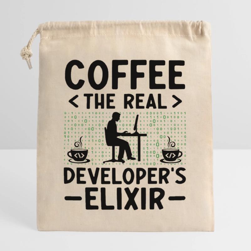 Café Codage Programmeur Codeur Développeur Nerd Coff Sac cadeau en coton avec cordon (25 x 30 cm)