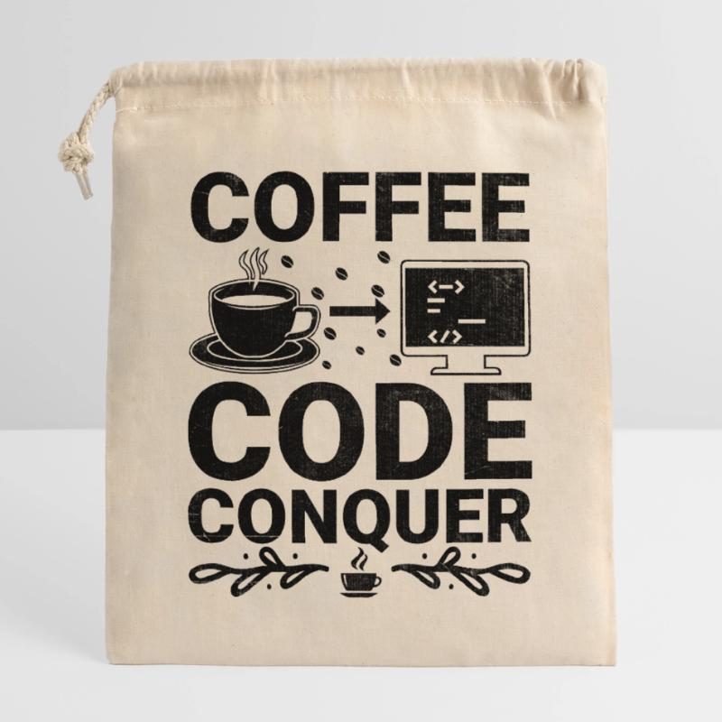 Café Codage Programmeur Codeur Développeur Nerd Coff Sac cadeau en coton avec cordon (25 x 30 cm)