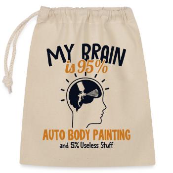 Mon cerveau est à 95% Auto Body Painting Automobile Voiture - Sac cadeau en coton avec cordon (25 x 30 cm) - nature - Devant