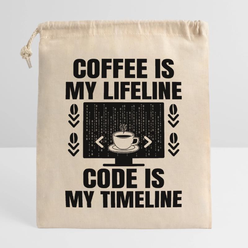 Café Codage Programmeur Codeur Développeur Nerd Coff Sac cadeau en coton avec cordon (25 x 30 cm)