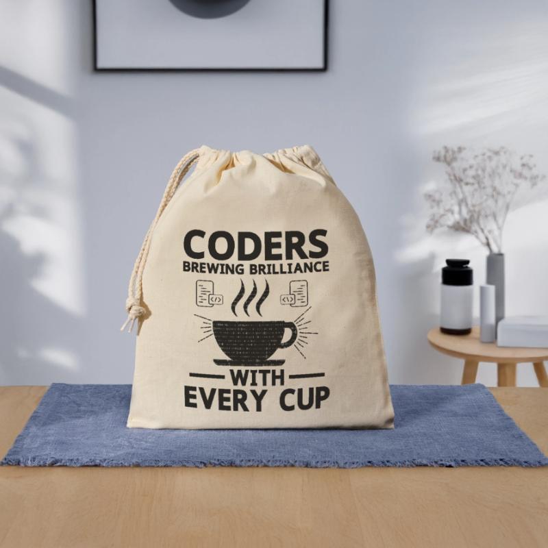 Café Codage Programmeur Codeur Développeur Nerd Coff Sac cadeau en coton avec cordon (25 x 30 cm)
