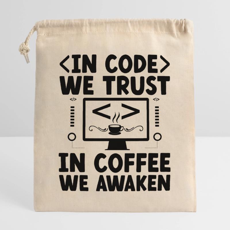 Café Codage Programmeur Codeur Développeur Nerd Coff Sac cadeau en coton avec cordon (25 x 30 cm)