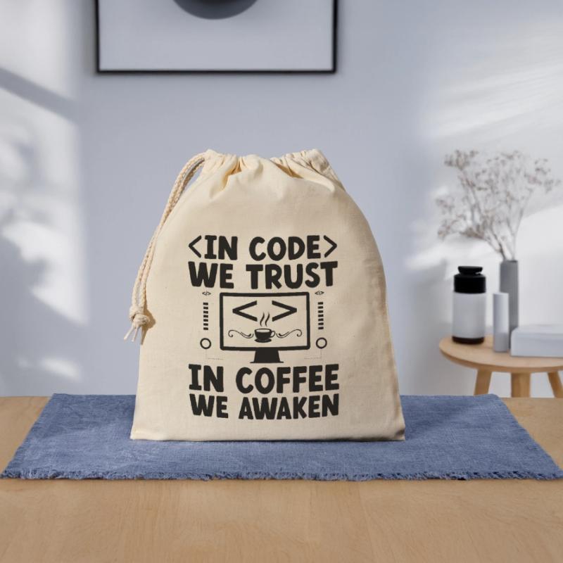 Café Codage Programmeur Codeur Développeur Nerd Coff Sac cadeau en coton avec cordon (25 x 30 cm)