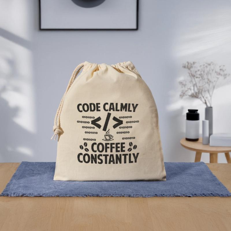 Café Codage Programmeur Codeur Développeur Nerd Coff Sac cadeau en coton avec cordon (25 x 30 cm)
