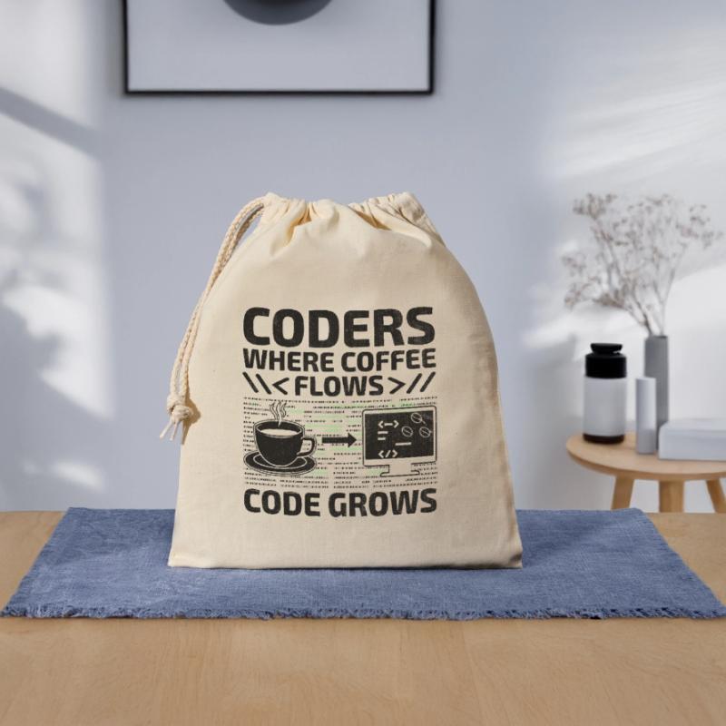 Café Codage Programmeur Codeur Développeur Nerd Coff Sac cadeau en coton avec cordon (25 x 30 cm)
