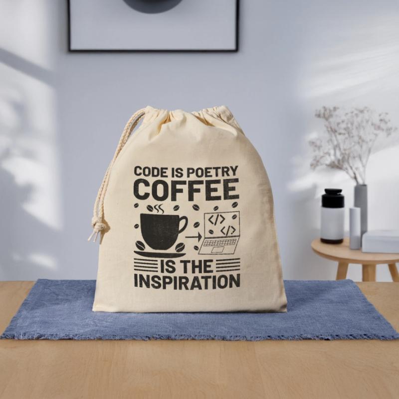 Café Codage Programmeur Codeur Développeur Nerd Coff Sac cadeau en coton avec cordon (25 x 30 cm)