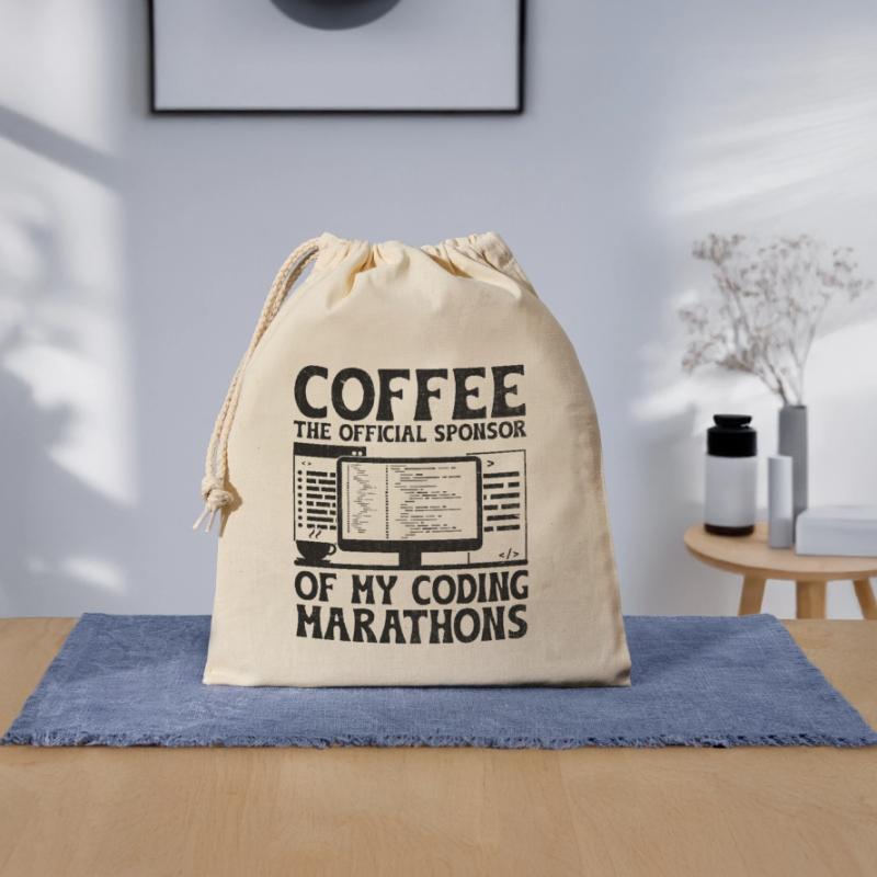 Café Codage Programmeur Codeur Développeur Nerd Coff Sac cadeau en coton avec cordon (25 x 30 cm)