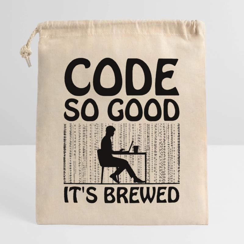 Café Codage Programmeur Codeur Développeur Nerd Coff Sac cadeau en coton avec cordon (25 x 30 cm)