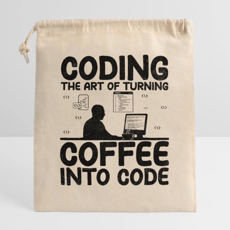 Café Codage Programmeur Codeur Développeur Nerd Coff Sac cadeau en coton avec cordon (25 x 30 cm)