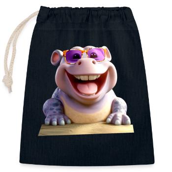 Nilpferd Flusspferd Papa Hippopotamus Cooles Hippo - Verschließbarer Geschenkbeutel aus Baumwolle (25x30cm) - Navy - Vorne