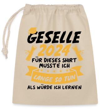 Geselle 2024 - Verschließbarer Geschenkbeutel aus Baumwolle (25x30cm) - Natur - Vorne