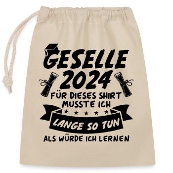 Geselle 2024 - Verschließbarer Geschenkbeutel aus Baumwolle (25x30cm) - Natur - Vorne