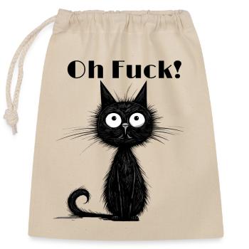 Schwarze lustige Katze fluchen oh fuck - Sac cadeau en coton avec cordon (25 x 30 cm) - nature - Devant