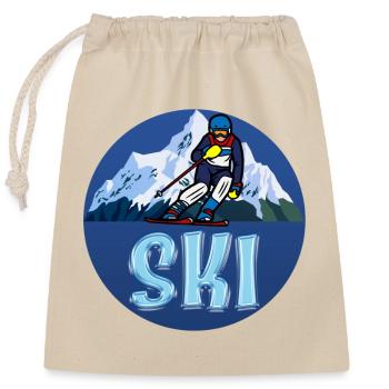 SKI - Sac cadeau en coton avec cordon (25 x 30 cm) - nature - Devant