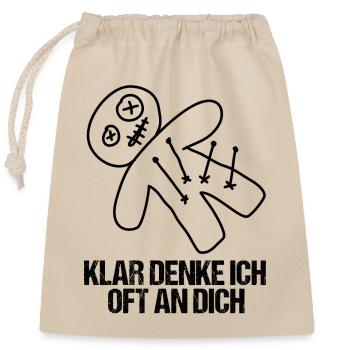 Klar denke ich oft an dich Voodoo Puppe Misanthrop - Verschließbarer Geschenkbeutel aus Baumwolle (25x30cm) - Natur - Vorne