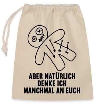Klar denke ich oft an dich Voodoo Puppe Misanthrop - Verschließbarer Geschenkbeutel aus Baumwolle (25x30cm) - Natur - Vorne