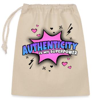 Authenticity is my superpower trait - Closable cotton gift bag (25x30cm) - nature - Front