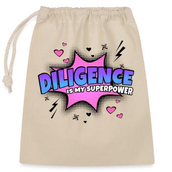 Diligence is my superpower trait - Closable cotton gift bag (25x30cm) - nature - Front