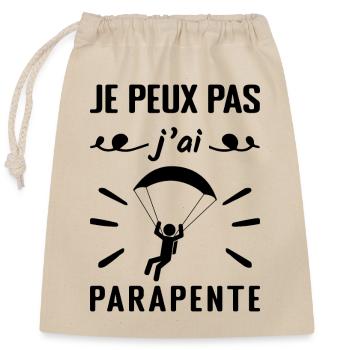 J'peux Pas J'ai Parapente - Cadeau Parapentiste - Sac cadeau en coton avec cordon (25 x 30 cm) - nature - Devant