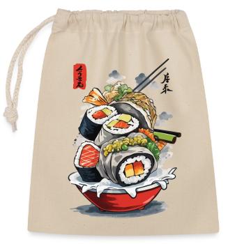 Sushi Ukiyo-E Japan Aesthetic Vintage Food Design - Verschließbarer Geschenkbeutel aus Baumwolle (25x30cm) - Natur - Vorne